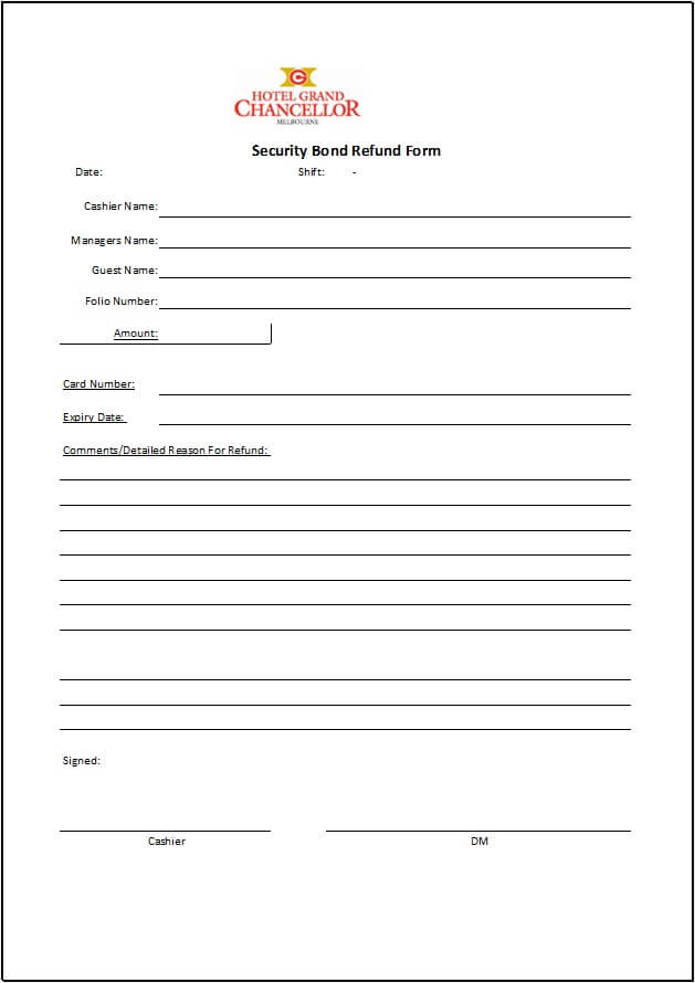 Security Bond Refund Form